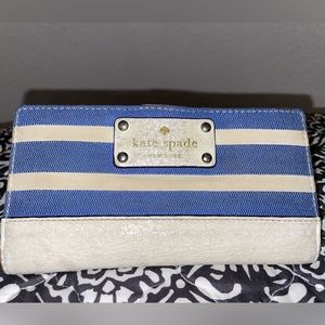 Kate Spade stripe leather trim snap wallet